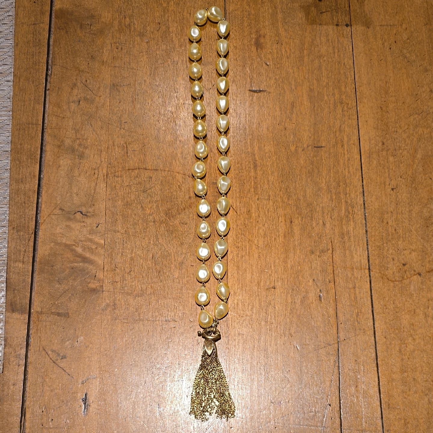 Chic Gold And Cream Pearl Bead Necklace